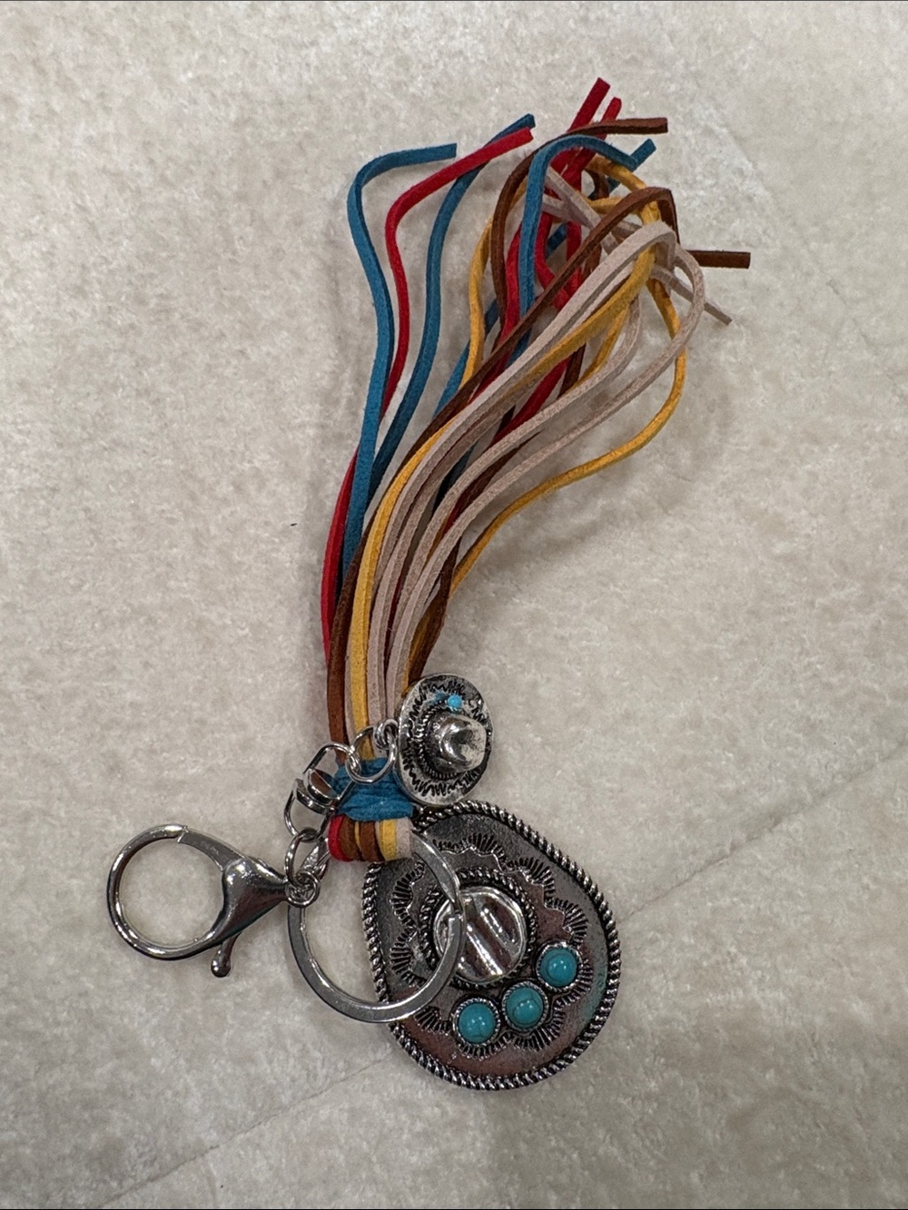 Boho Tassel Keychain with Turquoise Accents - Multi - Picture 2 of 2